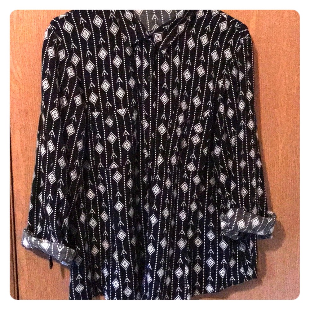 Aztec Print Button Up Blouse